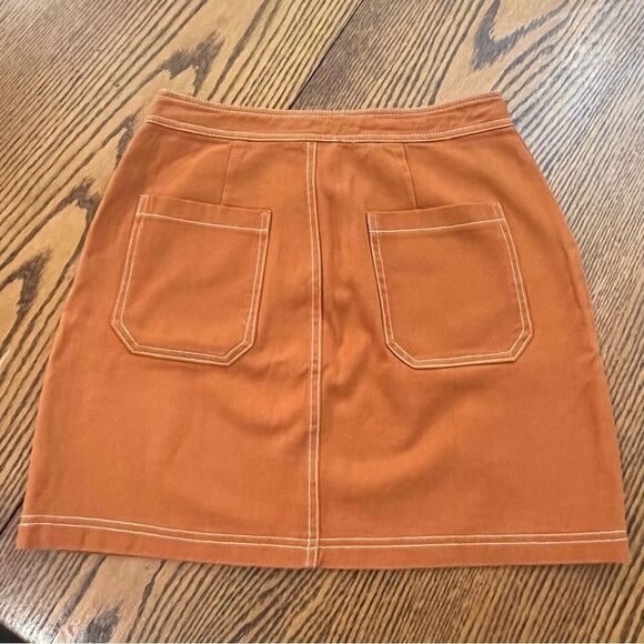 FRANCESCA’S Sofi Angel Rust Mini Skirt Size M Burnt Orange Umber - Picture 3 of 8